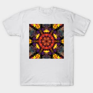 Psychedelic Kaleidoscope Yellow Red and Purple T-Shirt